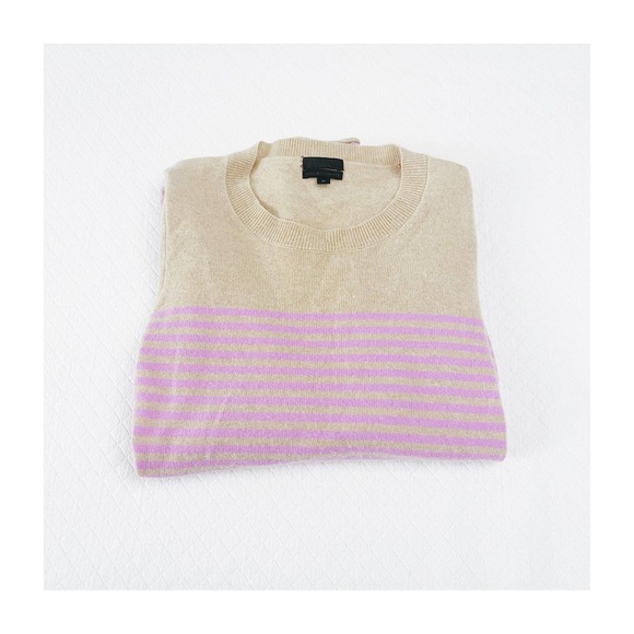 J. Crew Tops - J. Crew Beige & PInk Banded Long Sleeve Sweater Italian Cashmere SZM